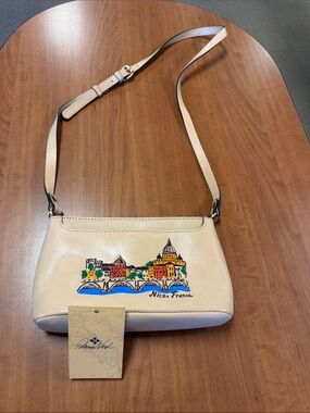 Patricia Nash Beige Crossbody with Colorful Nice, France Artwork